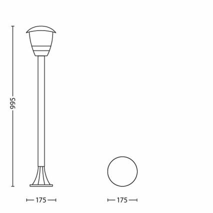 Philips 15383/30/16 - Λάμπα εξωτερικού χώρου MYGARDEN CREEK 1xE27/60W/230V μαύρο IP44