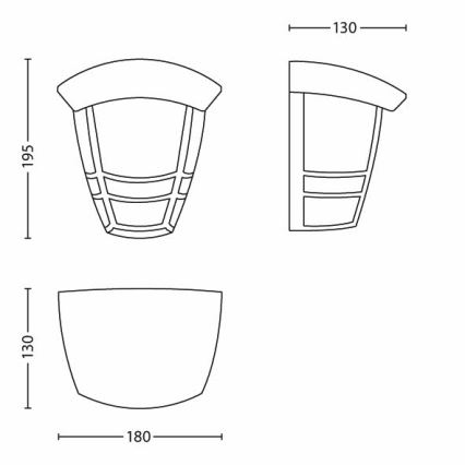 Philips - Φως τοίχου εξωτερικού χώρου 1xE27/60W/230V IP44