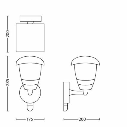 Philips - Φως τοίχου εξωτερικού χώρου με αισθητήρα 1xE27/60W IP44