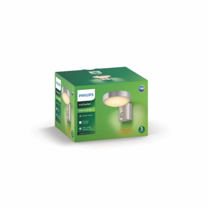 Philips 16491/47/P0 - Εξωτερικό φωτιστικό τοίχου LED με αισθητήρα MYGARDEN COCKATOO 1xLED/8W/230V IP44