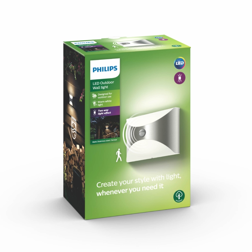 Philips - Εξωτερικό φωτιστικό με αισθητήρα 1xLED/6W/230V IP44