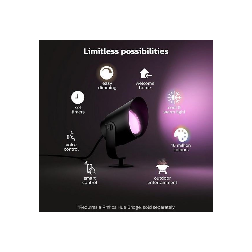 Philips - Ρυθμιζόμενος εξωτερικός φωτισμός LED RGB Hue LILY LED/15W/230V IP65