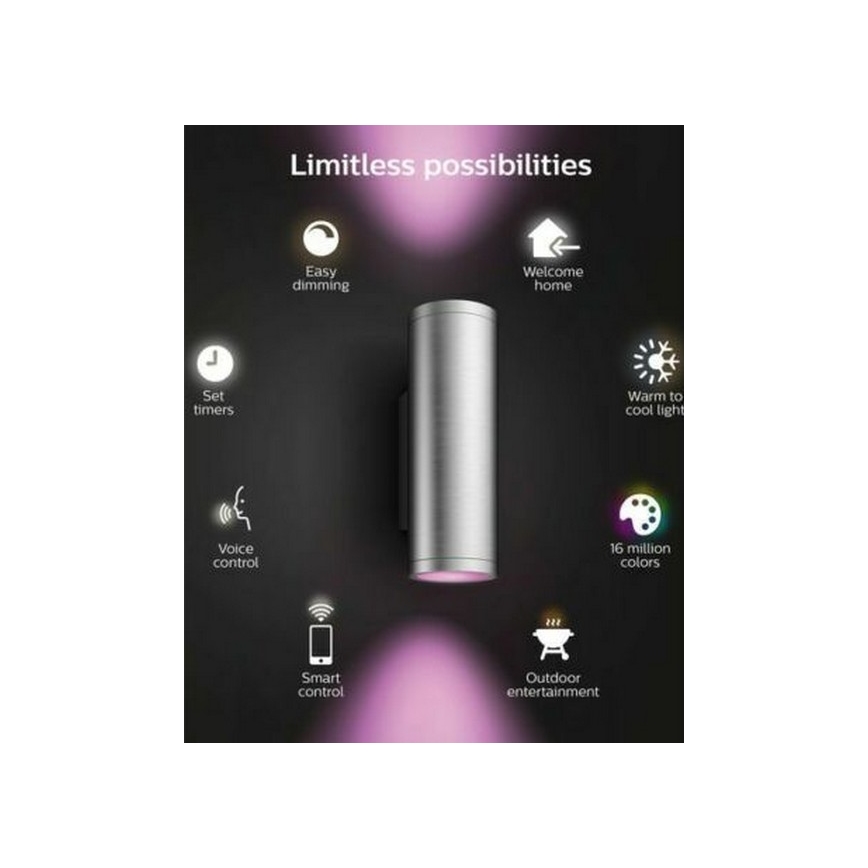 Philips - LED RGBW Dimmable φωτιστικό τοίχου εξωτερικού χώρου Hue APPEAR 2xLED/8W/230V IP44