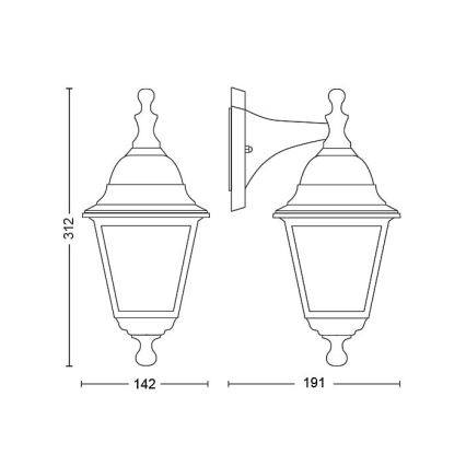 Philips - Φωτιστικό τοίχου εξωτερικού χώρου 1xE27/60W/230V IP44