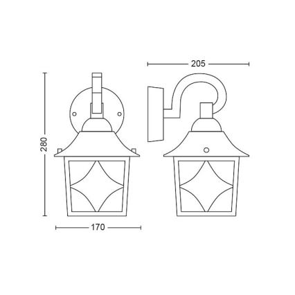 Philips  - Φωτιστικό τοίχου εξωτερικού χώρου 1xE27/60W/230V IP44