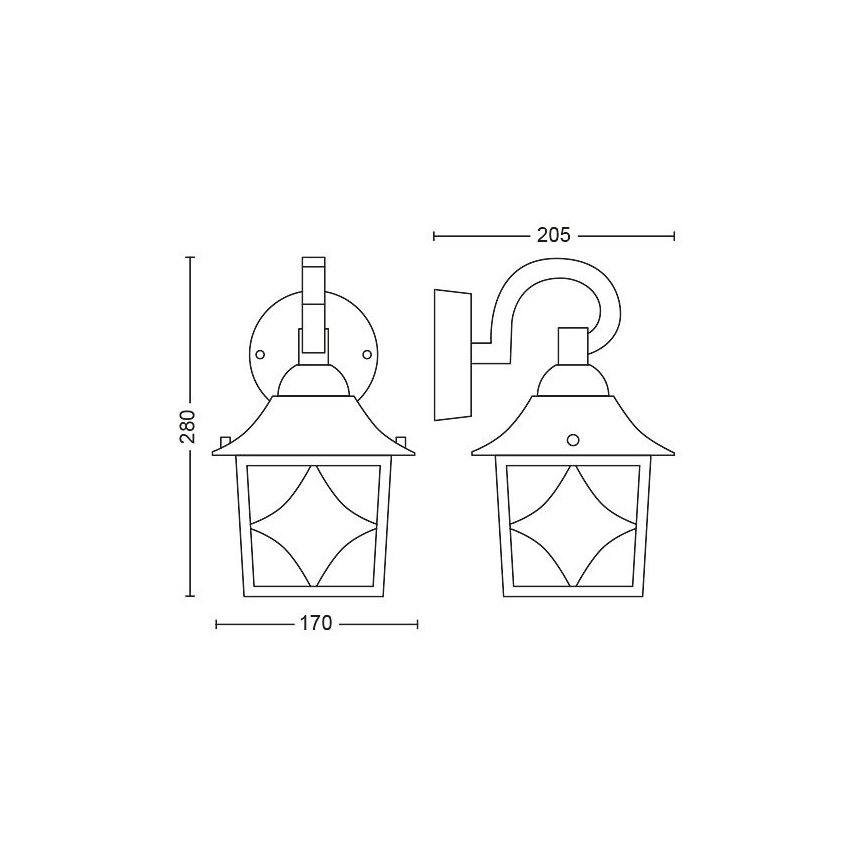 Philips  - Φωτιστικό τοίχου εξωτερικού χώρου 1xE27/60W/230V IP44