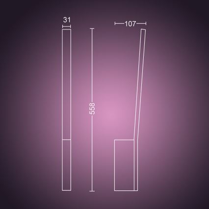 Philips - LED RGBW Φωτιστικό τοίχου dimming Hue LIANE White And Color Ambiance 1xLED/12W/230V