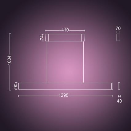 Philips -  LED RGBW Πολύφωτο dimming με συρματόσχοινο Hue ENSIS White And Color Ambiance 2xLED/39W/230V