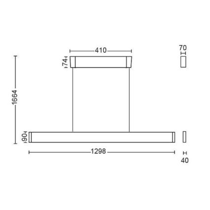 Philips - LED RGBW Πολύφωτο dimming με συρματόσχοινο Hue ENSIS White And Color Ambiance 2xLED/39W/230V