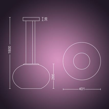 Philips - LED RGBW Πολύφωτο dimming με συρματόσχοινο Hue FLOURISH LED/39W/230V