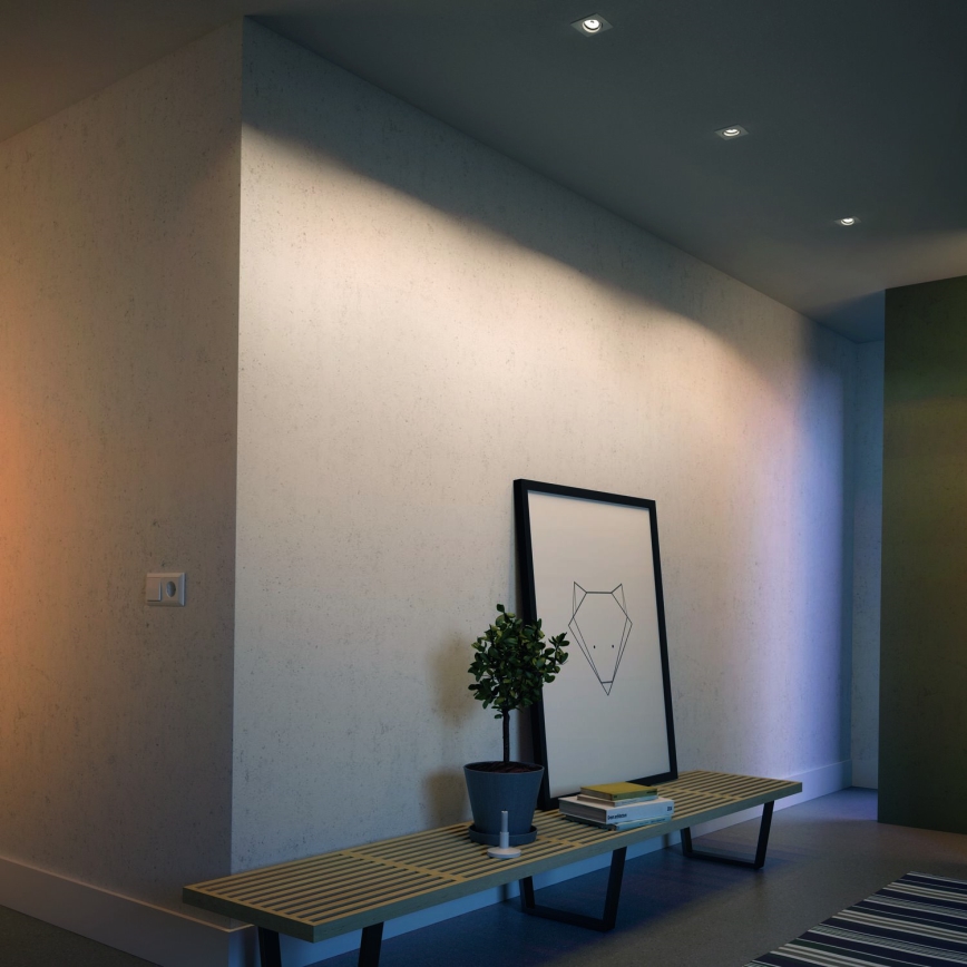 Philips - ΣΕΤ 3x LED RGBW ρυθμιζόμενα εντοιχισμένα φωτιστικά οροφής 1xGU10/4,8W/230V λευκά + τηλεχειριστήριο