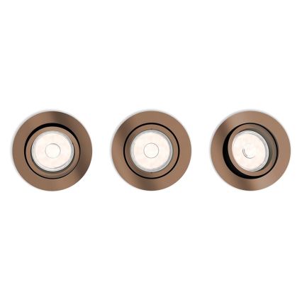 Philips 50393/05/PN - ΣΕΤ 3x Χωνευτό φωτιστικό DONEGAL 1xGU10/5,5W/230V