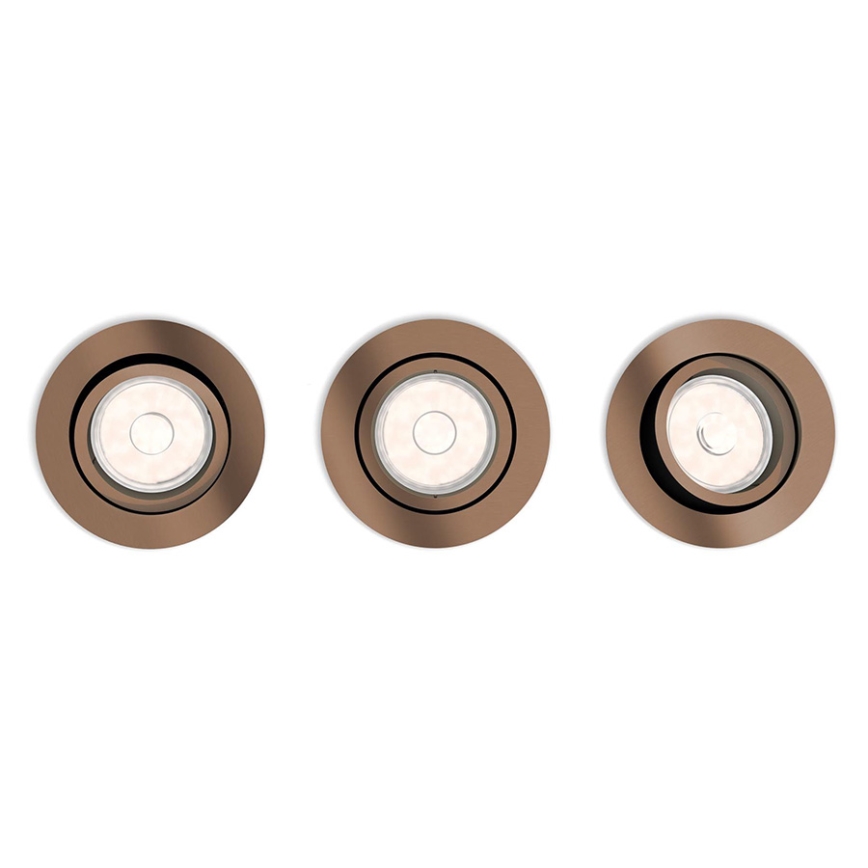 Philips 50393/05/PN - ΣΕΤ 3x Χωνευτό φωτιστικό DONEGAL 1xGU10/5,5W/230V