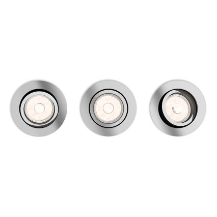 Philips - SET 3x Χωνευτό φωτιστικό 1xGU10/5,5W/230V γυαλιστερό χρώμιο