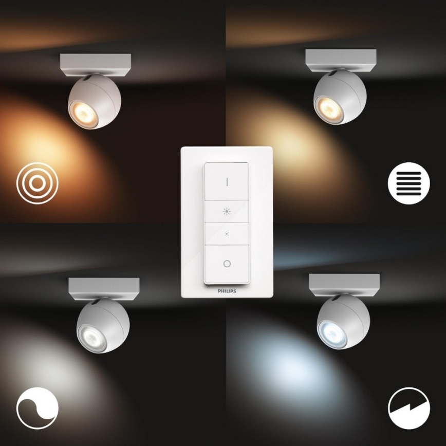 Philips - Ρυθμιζόμενο LED φωτιστικό σημείου Hue BUCKRAM 1xGU10/5W/230V με τηλεχειριστήριο
