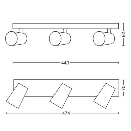 Philips - Σποτ με 3 φώτα 3xGU10/5,5W/230V