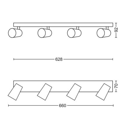 Philips - Φωτιστικό σποτ 4xGU10/5,5W/230V