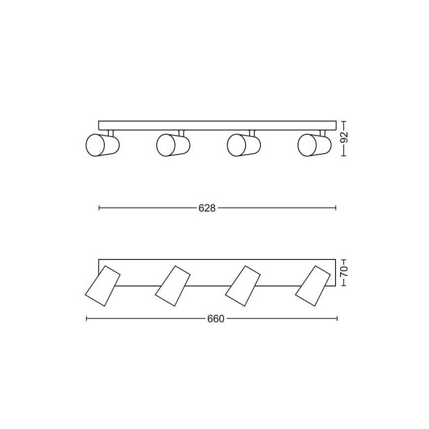 Philips - Φωτιστικό σποτ 4xGU10/5,5W/230V