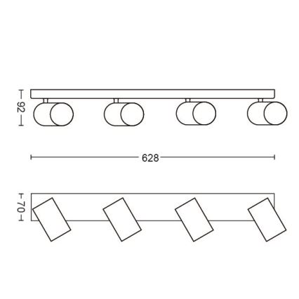 Philips - Φωτιστικό σποτ 4xGU10/5,5W/230V