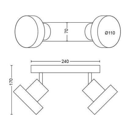 Philips 50602/30/P0 - LED Dimmable σποτ BUKKO 2xLED/4,5W/230V