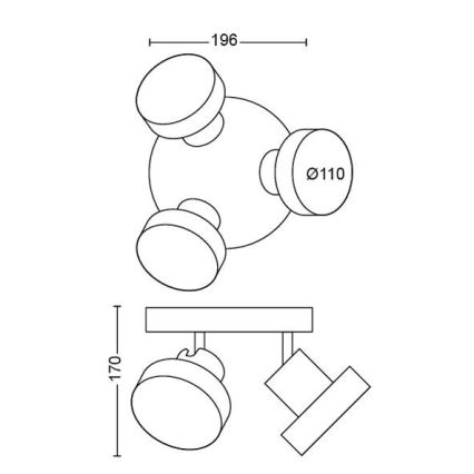 Philips 50603/30/P0 - LED Dimmable σποτ BUKKO 3xLED/4,3W/230V