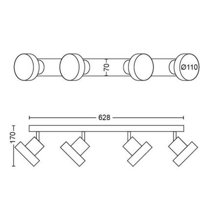 Philips 50604/31/P0 - LED Σποτ BUKKO 4xLED/4,3W/230V