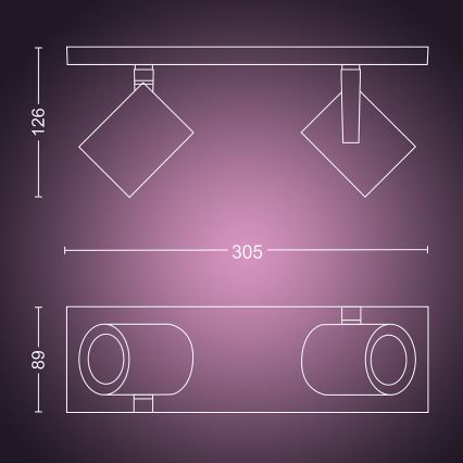 Philips - LED RGBW Dimmable σποτ Hue ARGENA 2xGU10/5,7W/230V