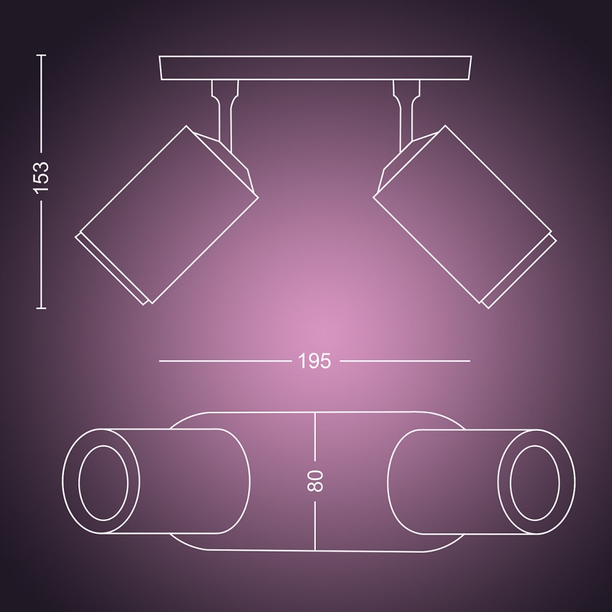 Philips - LED RGBW Dimmable σποτ Hue FUGATO 2xGU10/5,7W/230V
