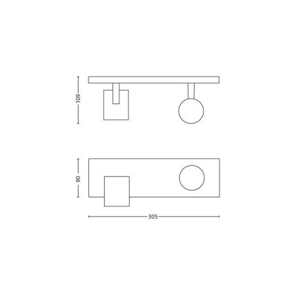 Philips 53092/48/16 - Φωτιστικό σποτ RUNNER ασήμι 2xGU10/35W/230V