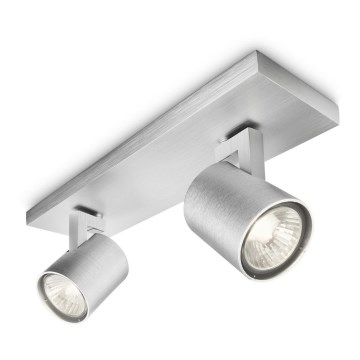 Philips 53092/48/16 - Φωτιστικό σποτ RUNNER ασήμι 2xGU10/35W/230V