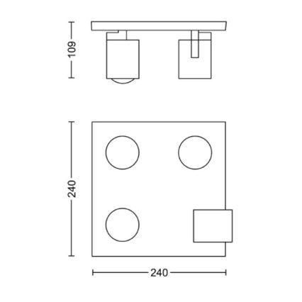 Philips - Φωτιστικό σποτ 4xGU10/20W/230V