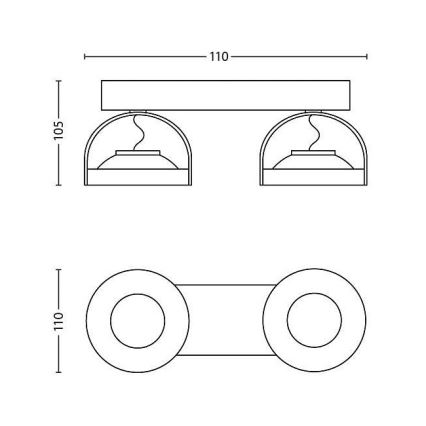 Philips - Φωτιστικό σποτ Dimming LED 2xLED/4,5W/230V