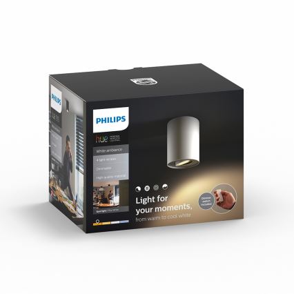 Philips - Ρυθμιζόμενο LED φωτιστικό σημείου Hue PILLAR 1xGU10/5,5W + τηλεχειριστήριο
