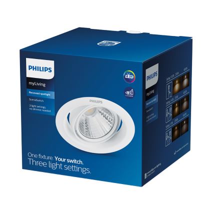 Philips - Χωνευτό ρυθμιζόμενο LED φωτιστικό οροφής SCENE SWITCH LED/3W/230V 2700K