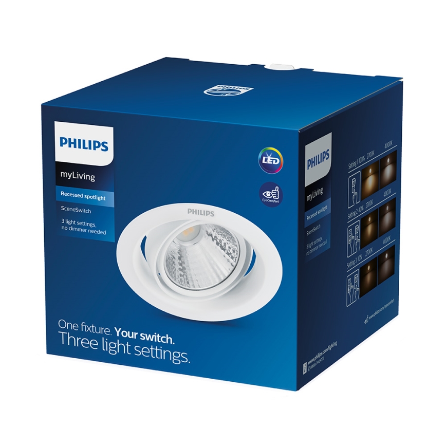 Philips - LED ρυθμιζόμενο χωνευτό φωτιστικό SCENE SWITCH LED/5W/230V 4000K