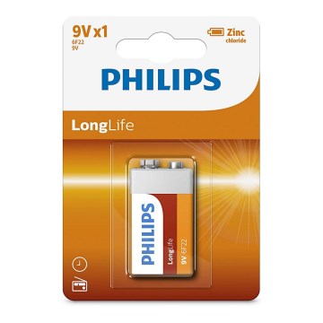 Philips 6F22L1B/10 - Μπαταρία χλωριούχου ψευδαργύρου 6F22 LONGLIFE 9V 150mAh