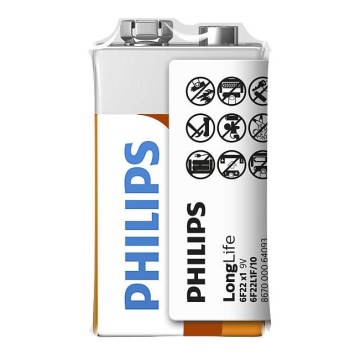 Philips 6F22L1F/10 - Μπαταρία χλωριούχου ψευδαργύρου 6F22 LONGLIFE 9V