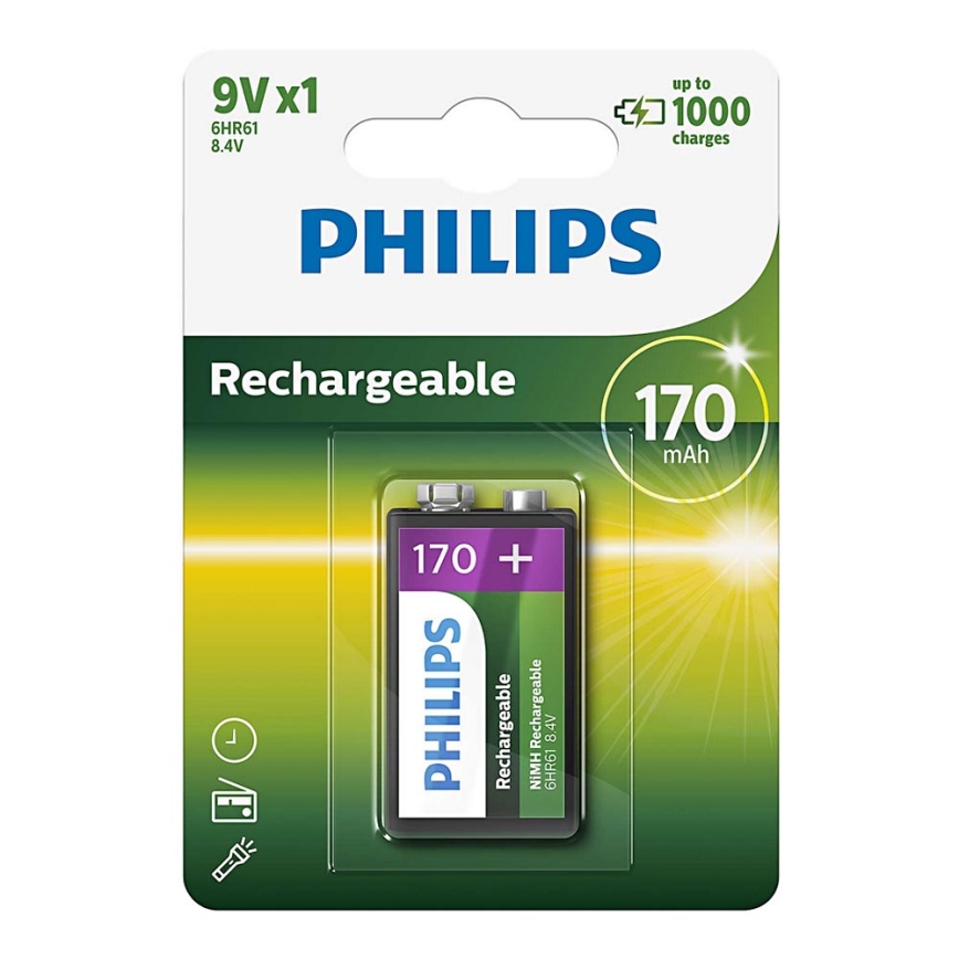 Philips 9VB1A17/10 - Επαναφορτιζόμενη μπαταρία MULTILIFE NiMH/9V/170 mAh