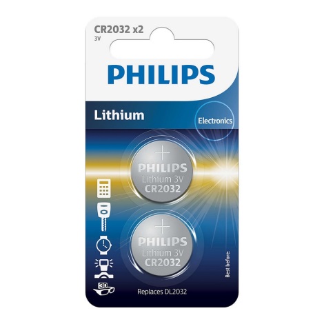 Philips CR2032P2/01B - 2 τμχ Στοιχείο λιθίου κουμπί CR2032 MINICELLS 3V 240mAh