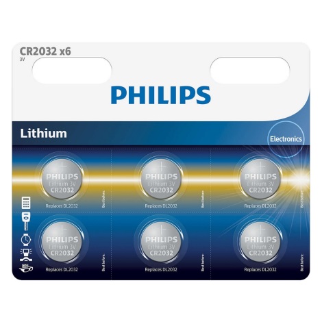 Philips CR2032P6/01B - 6 τμχ Στοιχείο λιθίου κουμπί CR2032 MINICELLS 3V