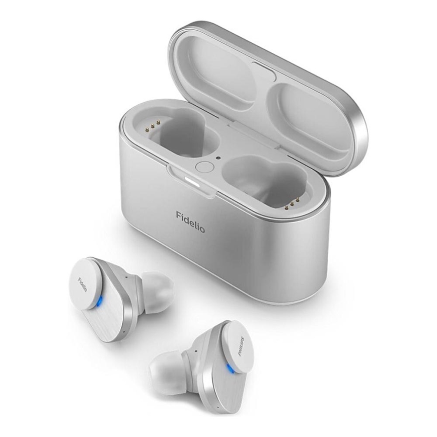 Philips Fidelio T1WT/00 - Ασύρματα ακουστικά IPX4 2x 60 mAh + 650 mAh ασημί
