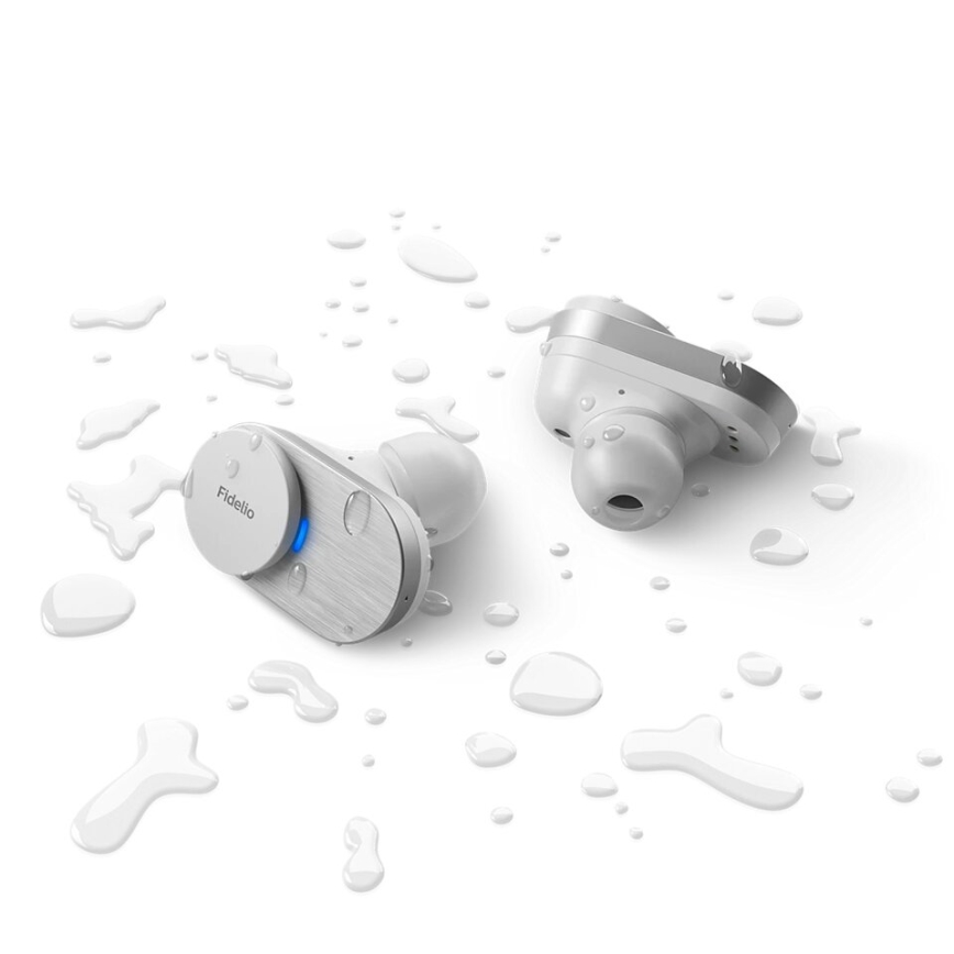 Philips Fidelio T1WT/00 - Ασύρματα ακουστικά IPX4 2x 60 mAh + 650 mAh ασημί