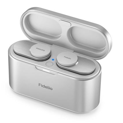 Philips Fidelio T1WT/00 - Ασύρματα ακουστικά IPX4 2x 60 mAh + 650 mAh ασημί
