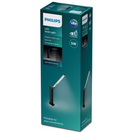 Philips - Ρυθμιζόμενο LED επιτραπέζιο φωτιστικό αφής AMBER LED/5W/5V μαύρο