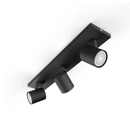 Philips - Φωτιστικό σποτ Dimming LED Hue RUNNER 3xGU10/4,2W/230V 2200-6500K + τηλεχειριστήριο μαύρο