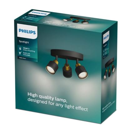 Philips - Φωτιστικό σποτ NIALL 3xGU10/5W/230V μαύρο/χάλκινο