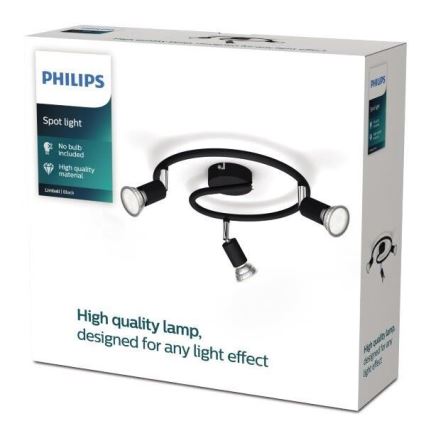 Philips - Φωτιστικό σποτ 3xGU10/50W/230V μαύρο
