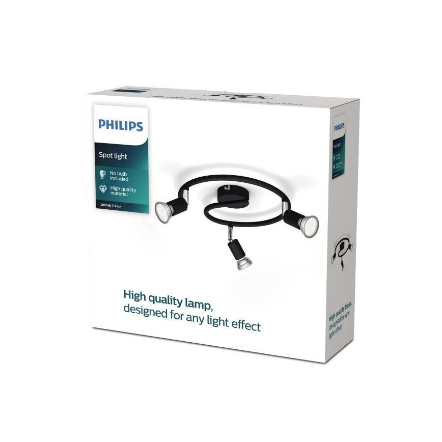Philips - Φωτιστικό σποτ 3xGU10/50W/230V μαύρο