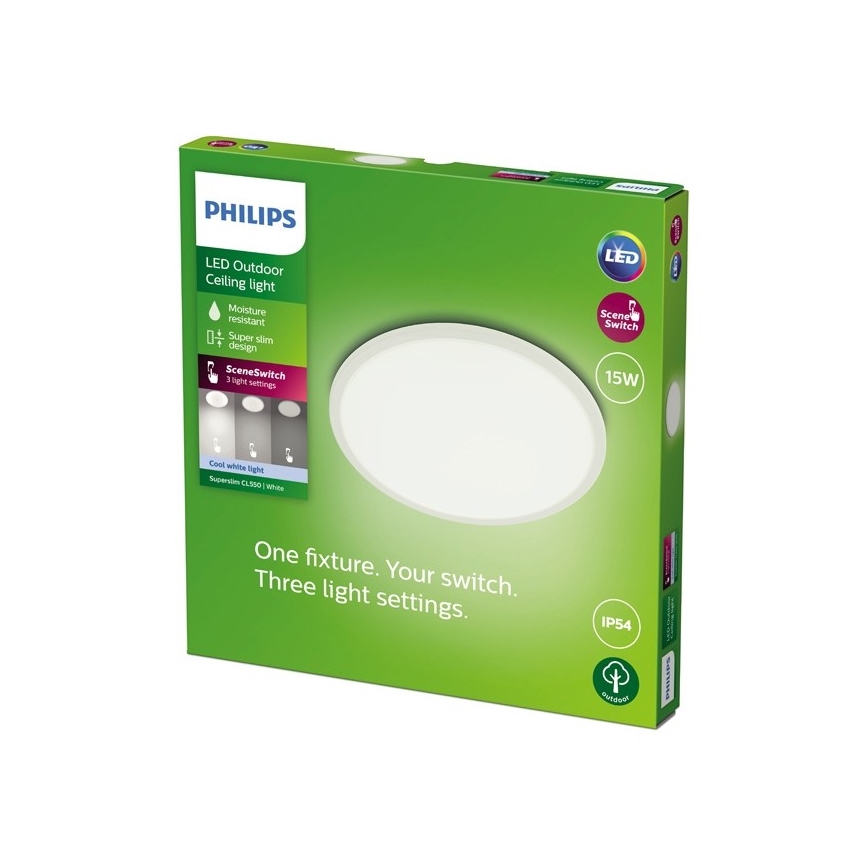 Philips - Φωτιστικό εξωτερικού χώρου dimming LED SUPERSLIM SCENE SWITCH LED/15W/230V IP54 λευκό