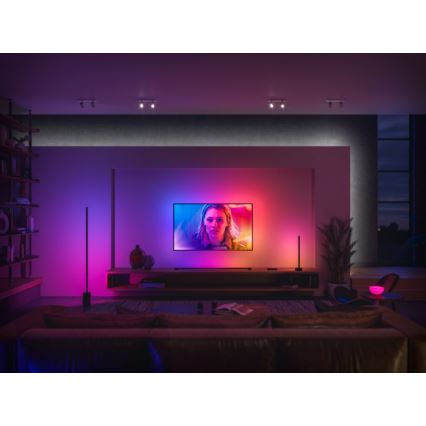 Philips - Ρυθμιζόμενο επιδαπέδιο φωτιστικό LED RGBW Hue SIGNE LED/29W/230V 2000-6500K μαύρο